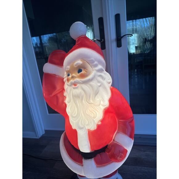 Blow Mold General Foam 41” Waving Santa w/ Red Gloves Christmas Made in USA - Picture 5 of 13